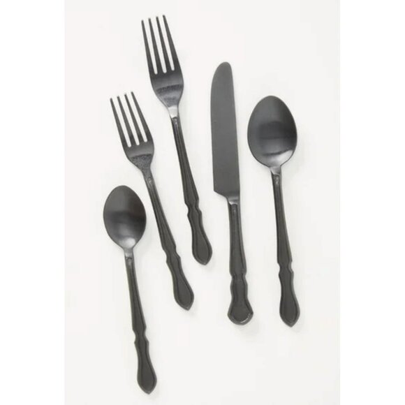 Anthropologie Franklina 5 Piece Flatware Set Matte Black 57530636 NEW - Picture 8 of 8